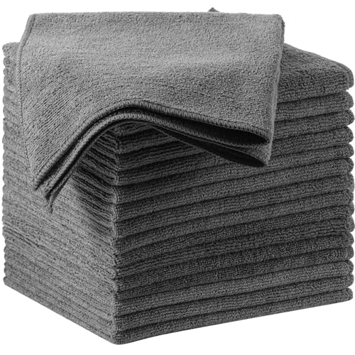 Oudain 200Pcs 16x16 Inch Microfiber Cleaning Cloth Towels for Car, Highly Absorbent Cleaning Rag Washable Reusable Multi-Purpose Wiper Cloths for Wash Car Home Pet Drying Dusting (Gray) - Image 1