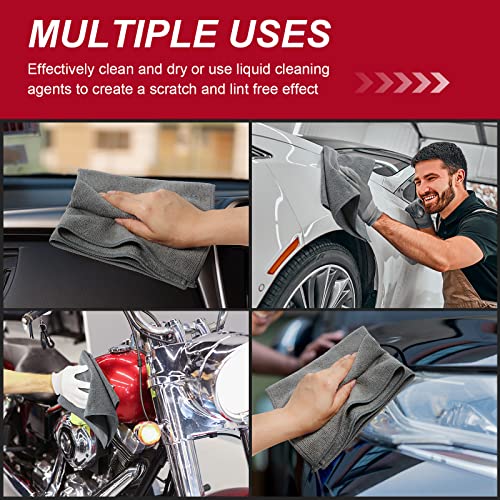 Oudain 200Pcs 16x16 Inch Microfiber Cleaning Cloth Towels for Car, Highly Absorbent Cleaning Rag Washable Reusable Multi-Purpose Wiper Cloths for Wash Car Home Pet Drying Dusting (Gray) - Image 5