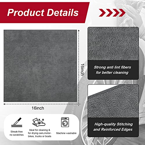 Oudain 200Pcs 16x16 Inch Microfiber Cleaning Cloth Towels for Car, Highly Absorbent Cleaning Rag Washable Reusable Multi-Purpose Wiper Cloths for Wash Car Home Pet Drying Dusting (Gray) - Image 2