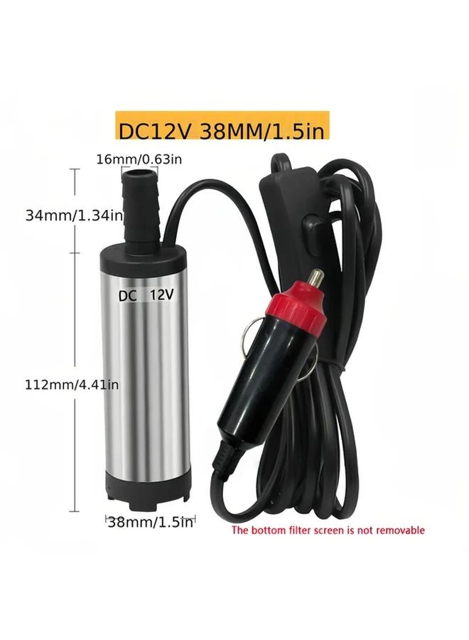 Silvery 12V Electric Fuel Transfer Pump 16mm For Diesel Water Oil Refueling Motorbike 1pc - Image 3