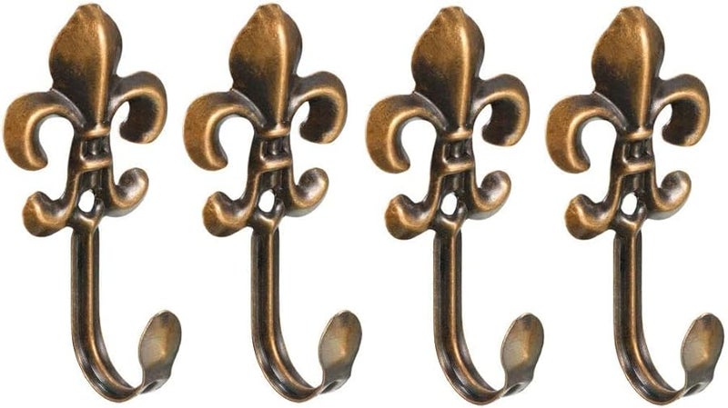 خطافات حائط برونزية عتيقة 4 قطع مقاس 77 مم × 40 مم × 25 مم للمعاطف والمناشف والمفاتيح والقبعات - Image 1