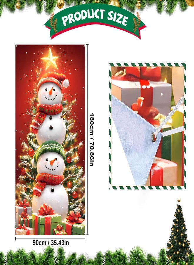 BVBOX Christmas Door Cover Banner, 6 x 3 ft Christmas Decorations Flag Photography Background for for Winter Party Decorations Supplies (Snowman-1, 70.8 x 35.4 Inch) - Image 3
