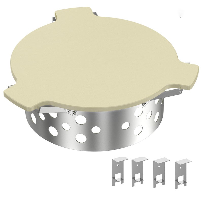 Skyflame Charcoal Heat Controller for 22â€/26â€ Kettle Grills, Stainless Steel BBQ Smoking Gilling Kit with Ceramic Heat Deflector Plate - U.S. Design Patent, Turns Your Charcoal Grill Into a Smoker - Image 1