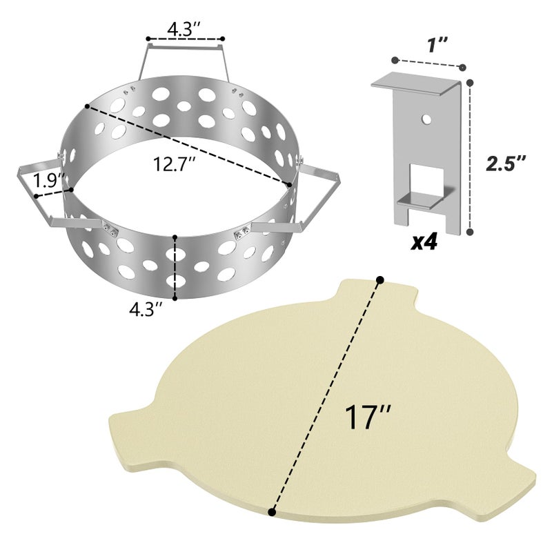 Skyflame Charcoal Heat Controller for 22â€/26â€ Kettle Grills, Stainless Steel BBQ Smoking Gilling Kit with Ceramic Heat Deflector Plate - U.S. Design Patent, Turns Your Charcoal Grill Into a Smoker - Image 2