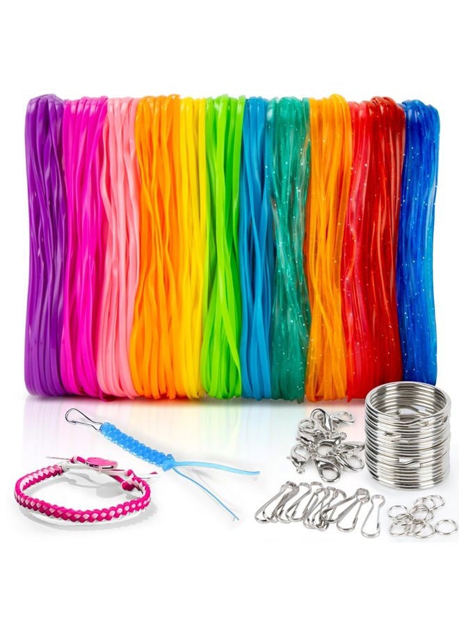 Rainflow Plastic Lanyard String Kit - Lanyard Making Kit,Plastic String Lacing Cord for Bracelet Making,Making Weaving for Keychain Crafts, Strings Lacing Cord Bracelet 12 Colors - Image 1