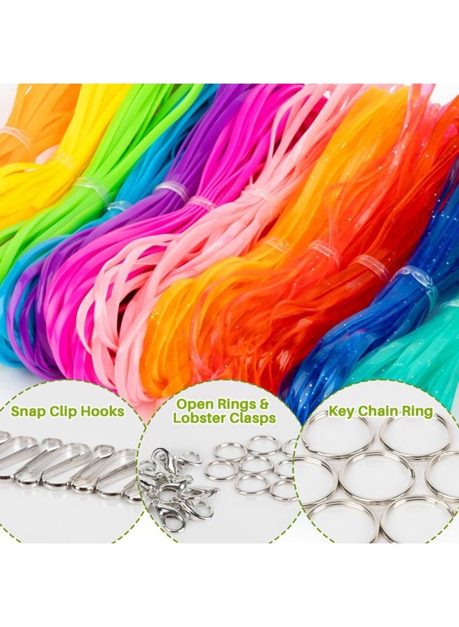 Rainflow Plastic Lanyard String Kit - Lanyard Making Kit,Plastic String Lacing Cord for Bracelet Making,Making Weaving for Keychain Crafts, Strings Lacing Cord Bracelet 12 Colors - Image 2