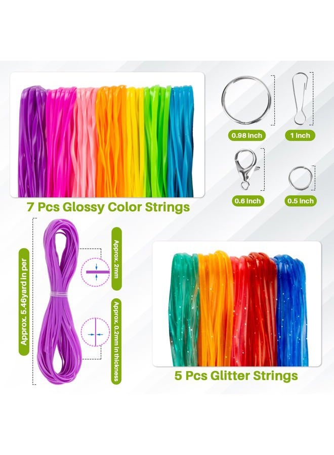 Rainflow Plastic Lanyard String Kit - Lanyard Making Kit,Plastic String Lacing Cord for Bracelet Making,Making Weaving for Keychain Crafts, Strings Lacing Cord Bracelet 12 Colors - Image 3