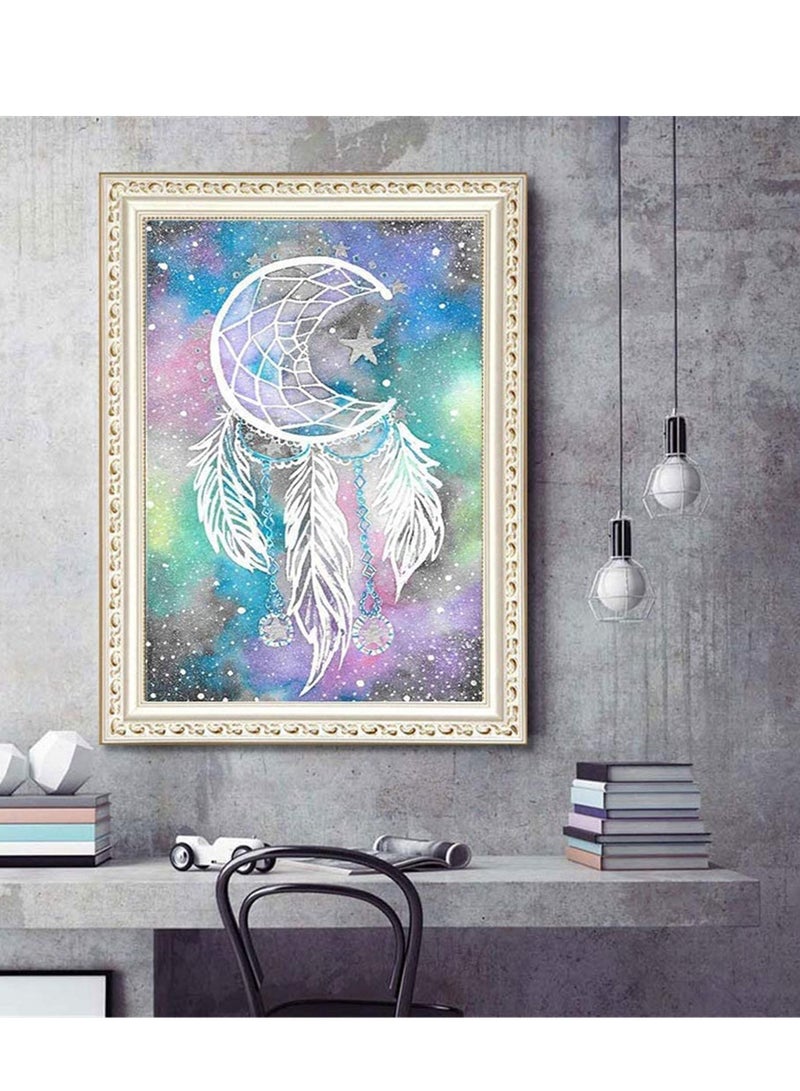 SYOSI 5D Full Drill Diamond Painting Kit, DIY Round Diamond Rhinestone Painting Kits Painting Cross Stitch Embroidery Pictures Arts Craft for Home Wall Decor Dream Catcher, 15.7x11.8 Inch, 2 pcs - Image 2