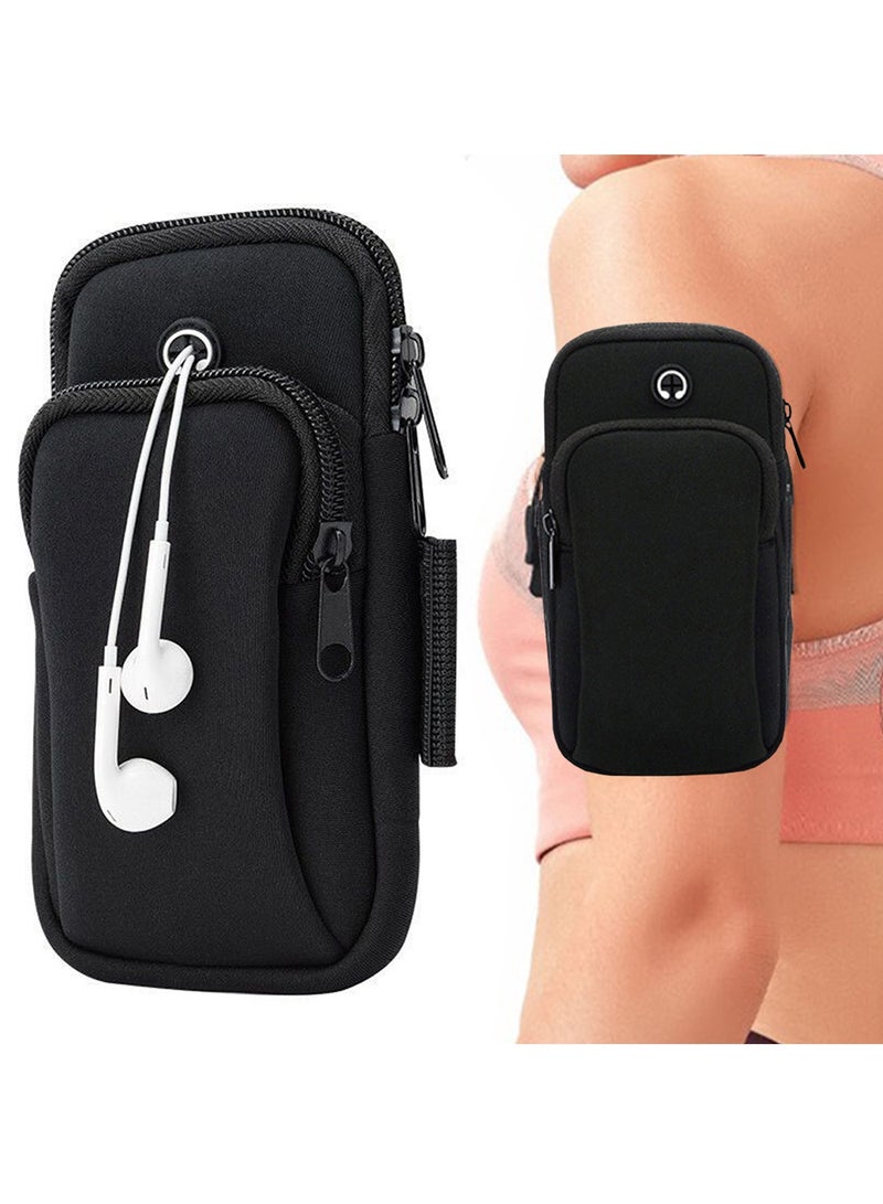 Qiccijoo Running Phone Holder Gym Armband Arm Bag for iPhone 17 Pro Max 16 15 14 13 Galaxy Ultra Edge S25 S24 S23 S22 S21 S20 Note 20 10(Black) - Image 1