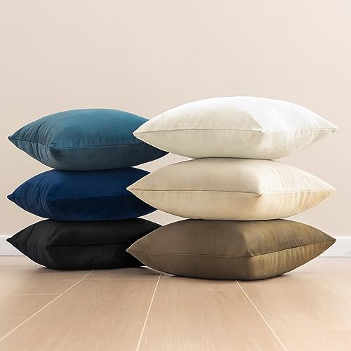 Phantoscope Pack of 2 Velvet Decorative Throw Pillow Covers Soft Solid Square Cushion Case for Couch Navy Blue 12 x 20 inches 30 x 50 cm - Image 4