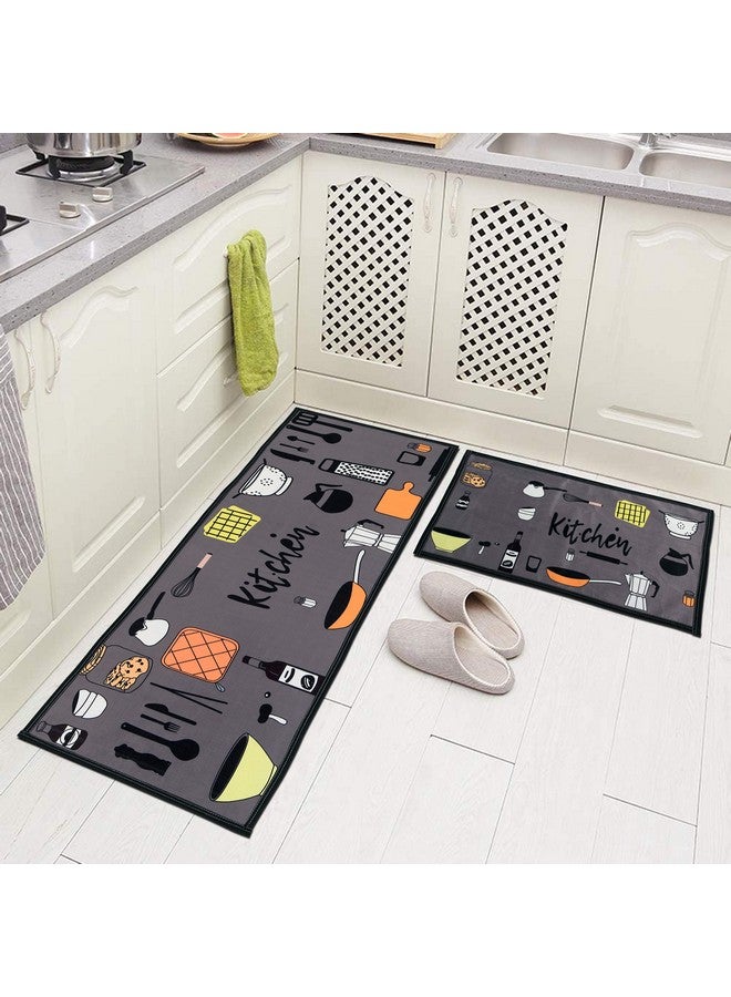AAZEEM Abstract Kitchen Floor Mat & Runner with Anti Skid Backing (Grey, Rubber, Standard) - Image 1