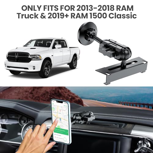 SwiftGaze Metal Magnetic Phone Mount for 2013-2018 RAM 1500/2500/3500 & 2019+ RAM Classic, OEM Holes Screws Install Super Stable for Off Road Bumpy Road Dodge 1500 Phone Holder Cool Ram Accessory - Image 2