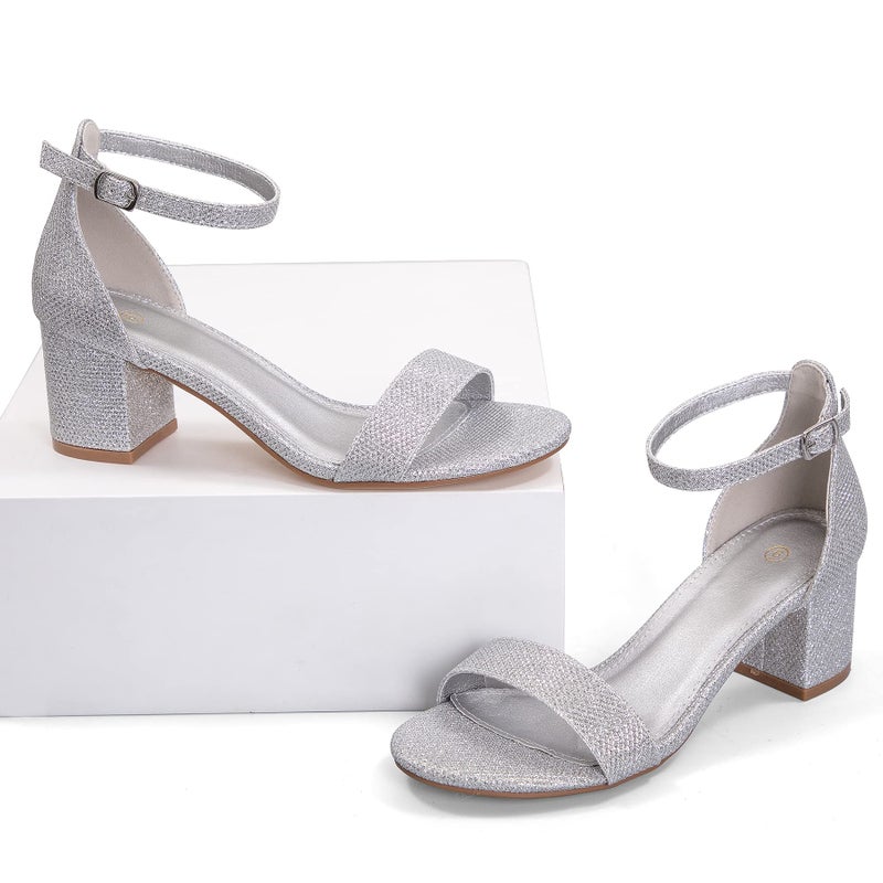 mysoft Women's Chunky Low Heels Open Toe Block Heeled Dress Ankle Strap Pump Wedding Sandals - Image 3