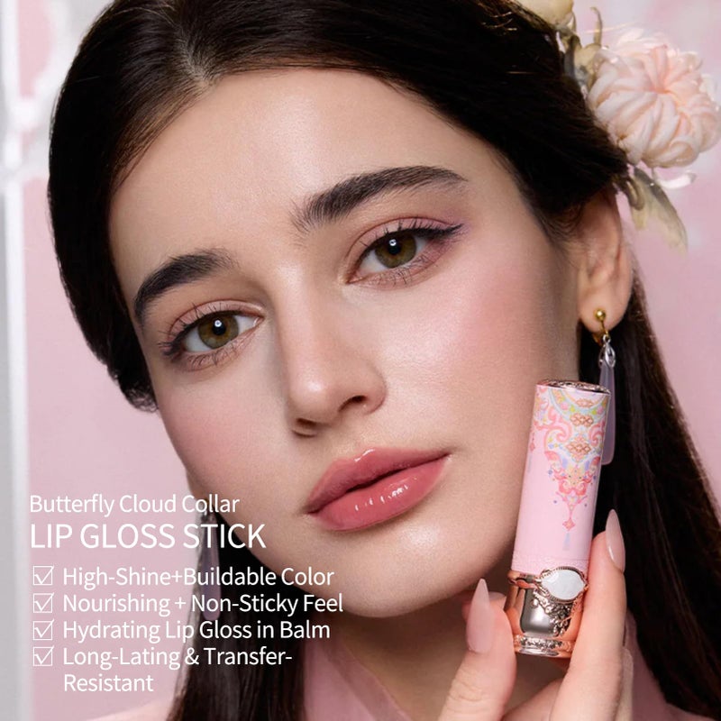 Flower Knows Butterfly Cloud Collar Glossy Lipstick,Hydrating Solid Lip Gloss,Moisturizing Pink Tinted Lip Balm,Long Lasting Lip Gloss in Balm for Girls&Women,(C06 Cardamom) - Image 4