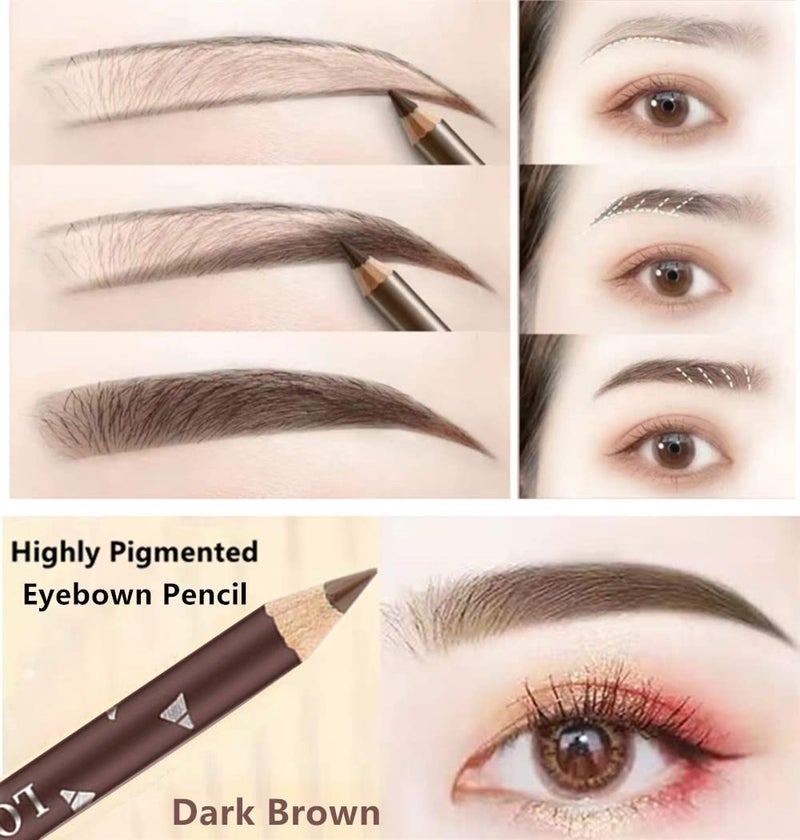 Go Ho 12 PCS Dark Brown Eyebrow Eyeliner Pencils,Sweatproof Eyebrow Pencil,Long-lasting Nice Color Eye Brow Gel Pen Makeup Brow Tint Sticksï¼ˆDark Brownï¼‰ - Image 3
