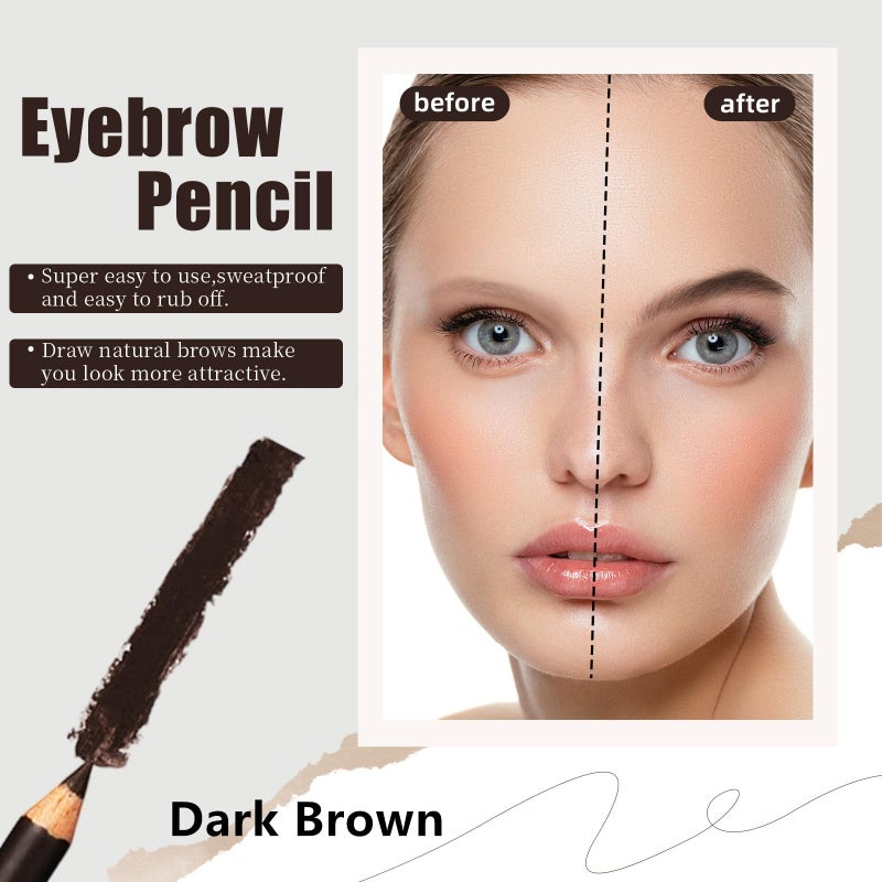 Go Ho 12 PCS Dark Brown Eyebrow Eyeliner Pencils,Sweatproof Eyebrow Pencil,Long-lasting Nice Color Eye Brow Gel Pen Makeup Brow Tint Sticksï¼ˆDark Brownï¼‰ - Image 5