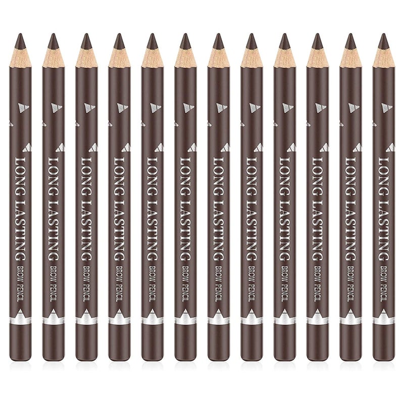 Go Ho 12 PCS Dark Brown Eyebrow Eyeliner Pencils,Sweatproof Eyebrow Pencil,Long-lasting Nice Color Eye Brow Gel Pen Makeup Brow Tint Sticksï¼ˆDark Brownï¼‰ - Image 1