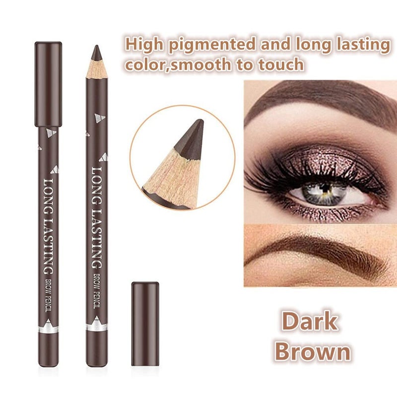Go Ho 12 PCS Dark Brown Eyebrow Eyeliner Pencils,Sweatproof Eyebrow Pencil,Long-lasting Nice Color Eye Brow Gel Pen Makeup Brow Tint Sticksï¼ˆDark Brownï¼‰ - Image 2