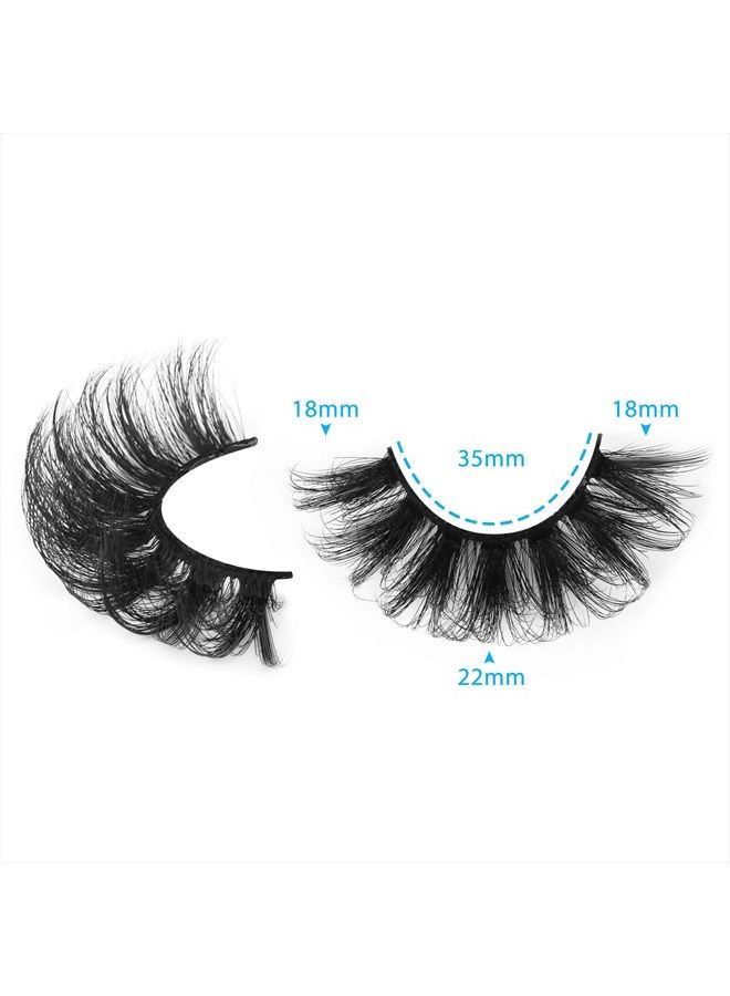 Focipeysa Dramatic Eyelashes Fluffy Faux Mink Lashes 22mm Long False Eyelashes D Curl Eyelashes that Look Like Extension 5 Pairs Pack - Image 4