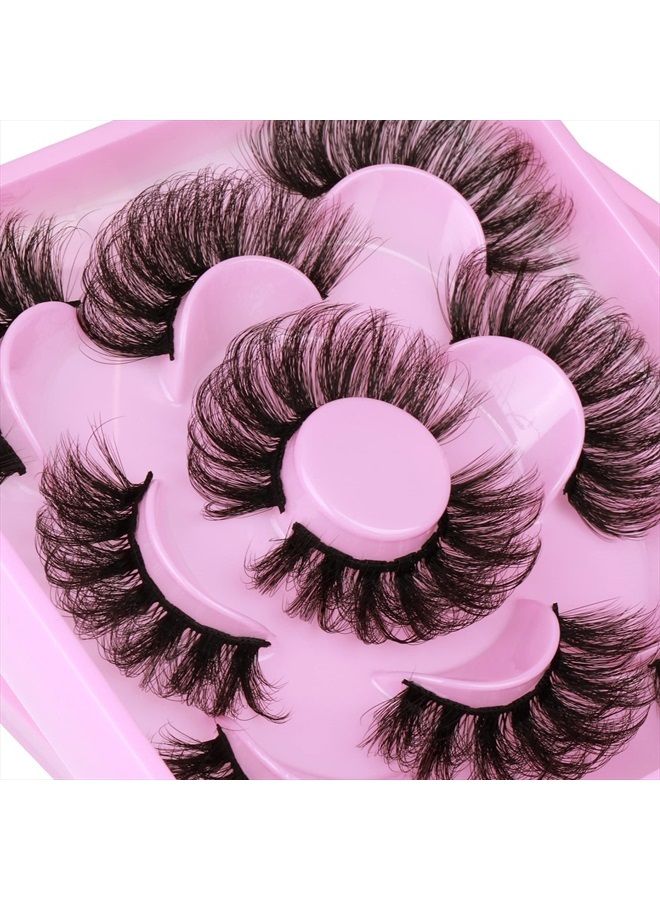 Focipeysa Dramatic Eyelashes Fluffy Faux Mink Lashes 22mm Long False Eyelashes D Curl Eyelashes that Look Like Extension 5 Pairs Pack - Image 3