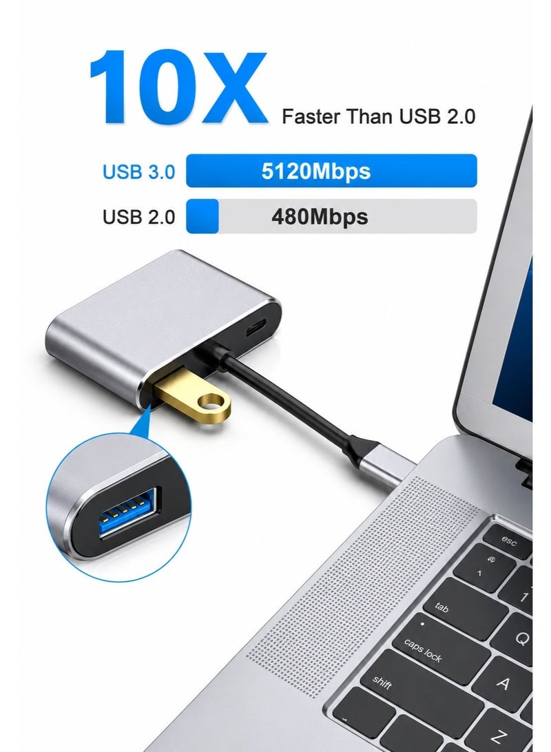 VERTEX 4-in-1 USB-C Multiport Hub with HDMI, VGA, USB 3.0 & USB-C Data Port, Type-C Adapter for Display Expansion, Data Transfer, Laptop, Tablet & MacBook - Image 3