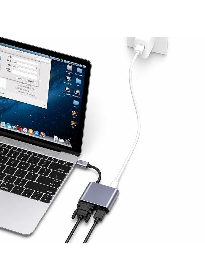 VERTEX 4-in-1 USB-C Multiport Hub with HDMI, VGA, USB 3.0 & USB-C Data Port, Type-C Adapter for Display Expansion, Data Transfer, Laptop, Tablet & MacBook - Image 2