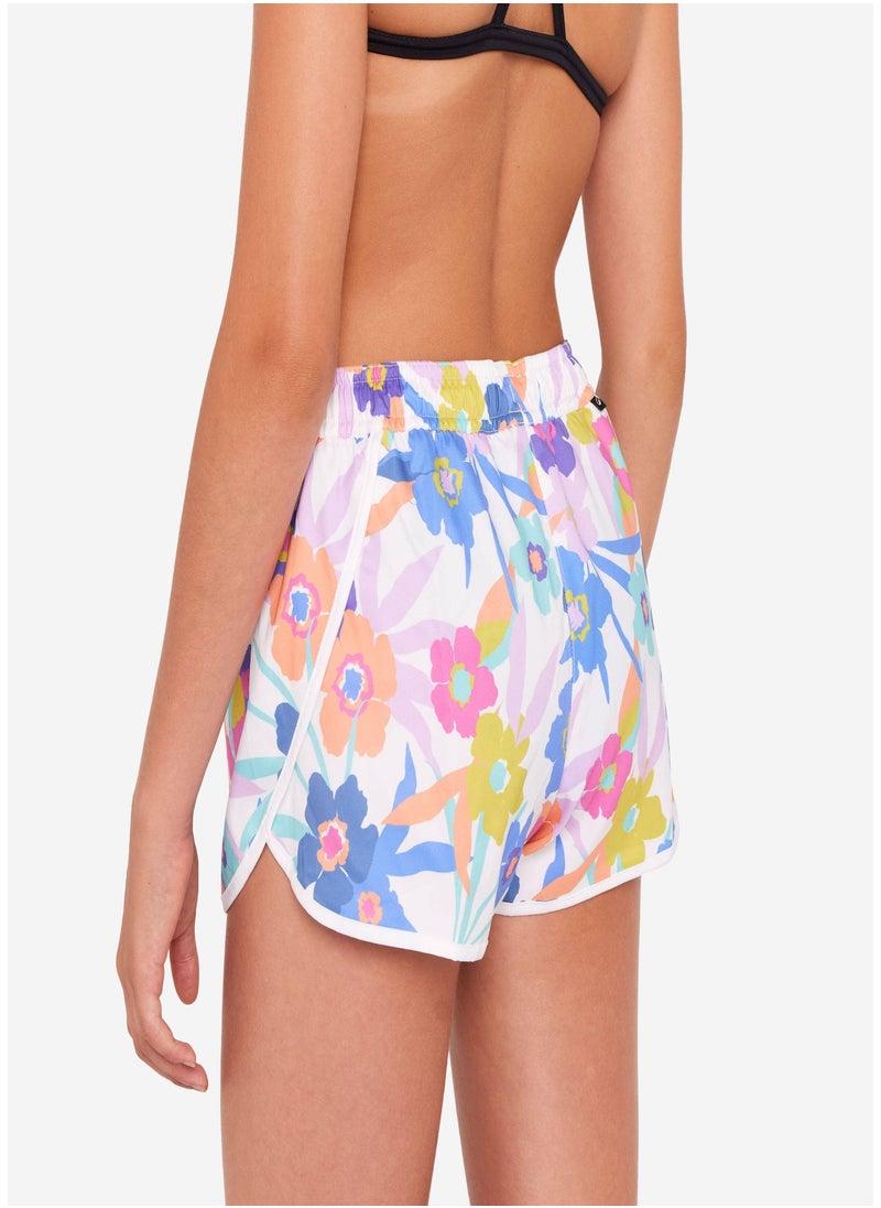 OLAIAN OLAIAN by DECATHLON, Girls’ surfing swim shorts - Katy azalea white  - Image 4