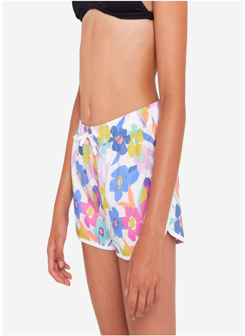 OLAIAN OLAIAN by DECATHLON, Girls’ surfing swim shorts - Katy azalea white  - Image 3