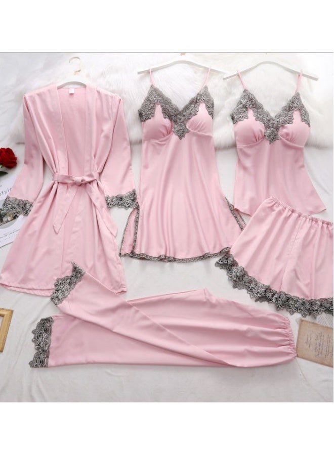 New Five Piece Lce Silk Pajamas 