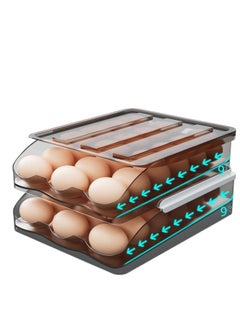 Egg Holder for refrigerator Automatic Rolling，Egg Tray Fridge Organizer For Household，Egg Storage Rack，Refrigerator Storage Container，Egg Storage box，Egg Tray Food Container (2)
