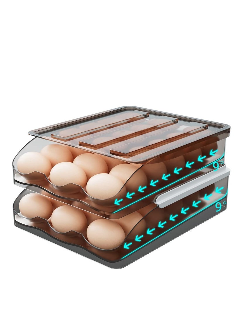 Generic - Egg Holder for refrigerator Automatic Rolling，Egg Tray Fridge Organizer For Household，Egg Storage Rack，Refrigerator Storage Container，Egg Storage box，Egg Tray Food Container (2) - Image 1