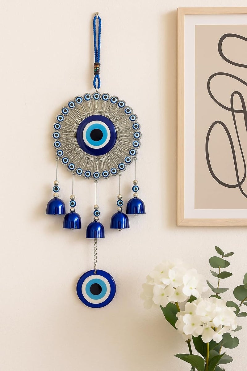 ThincAmaxe Evil Eye Wind Chimes for Good Luck Prosperity, Zodiac Success, Health Wealth Evil Eye Charm for Balcony, Home Entrance, Living Room Handcrafted Home Decor for Gift (Evil Eye Stone) - Image 2