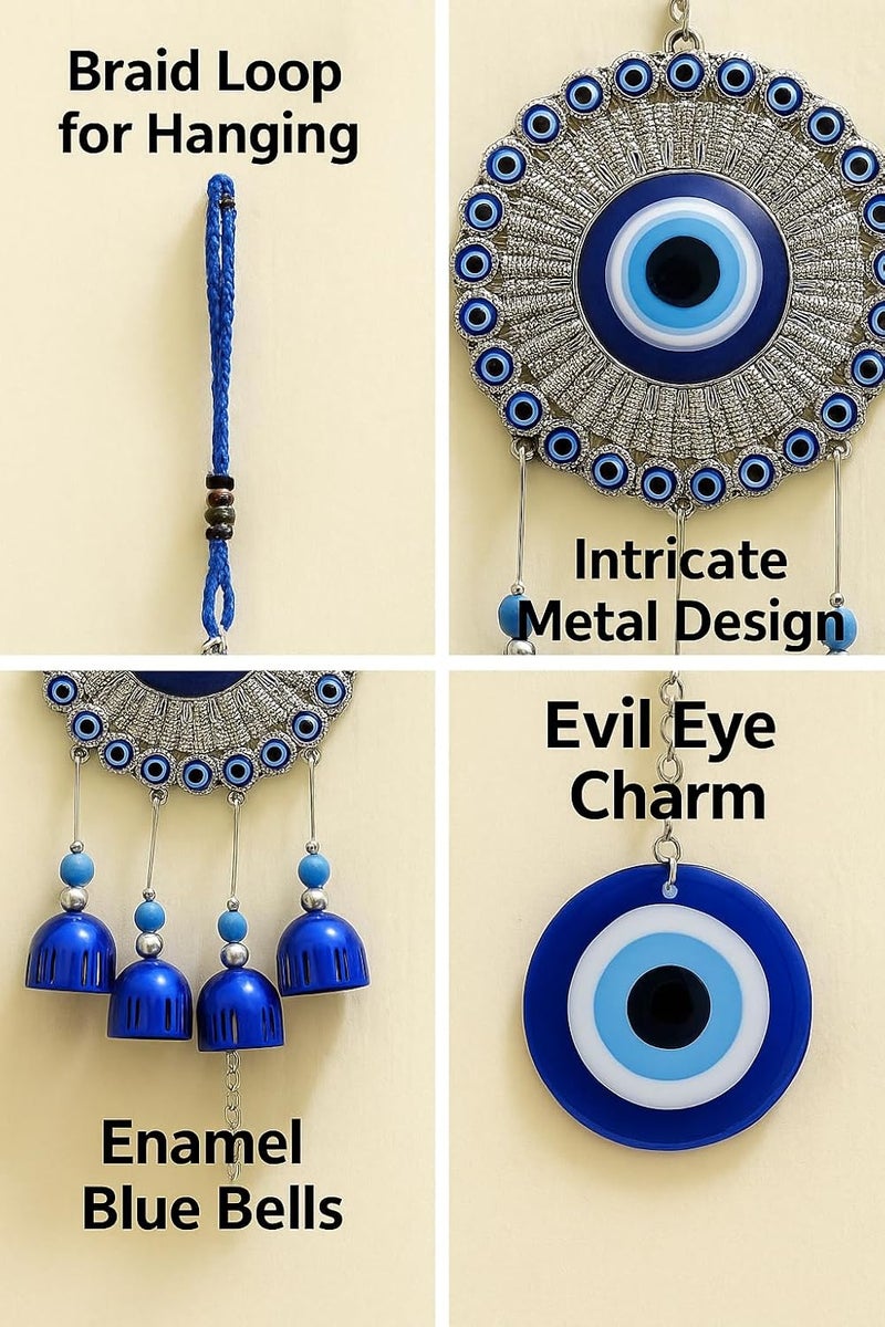 ThincAmaxe Evil Eye Wind Chimes for Good Luck Prosperity, Zodiac Success, Health Wealth Evil Eye Charm for Balcony, Home Entrance, Living Room Handcrafted Home Decor for Gift (Evil Eye Stone) - Image 4