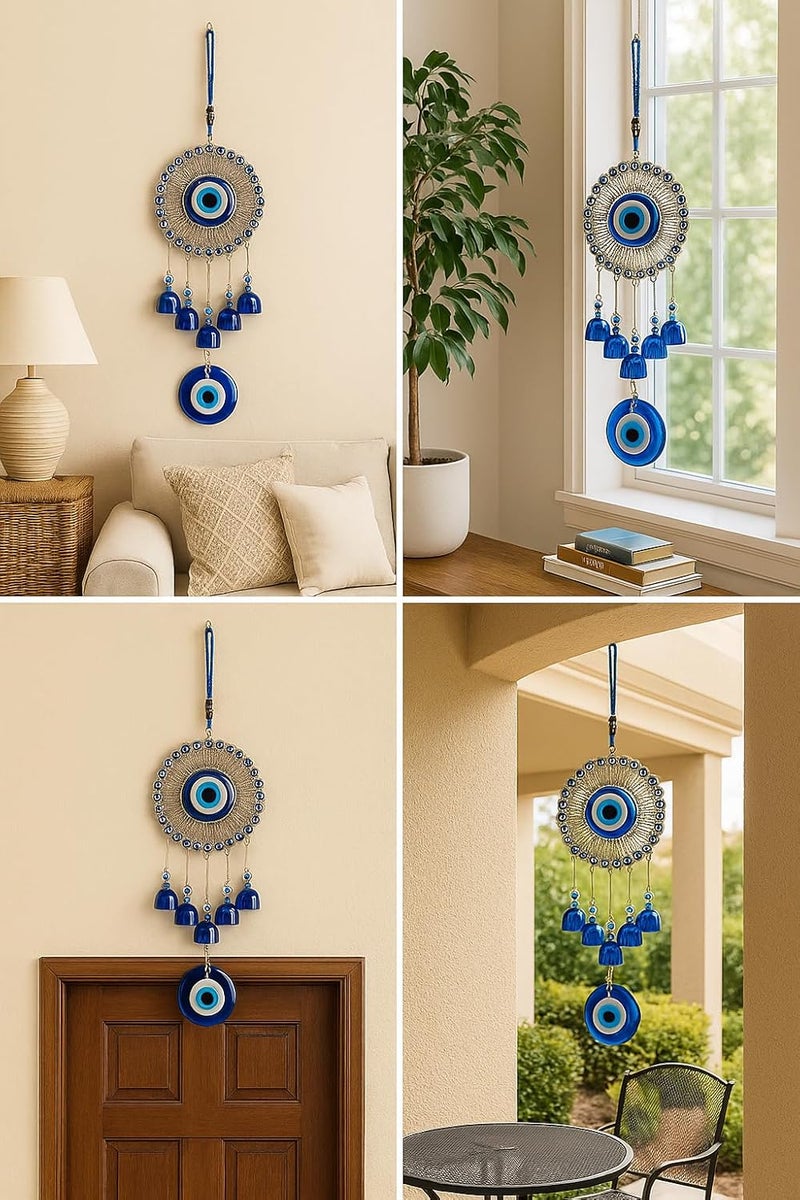 ThincAmaxe Evil Eye Wind Chimes for Good Luck Prosperity, Zodiac Success, Health Wealth Evil Eye Charm for Balcony, Home Entrance, Living Room Handcrafted Home Decor for Gift (Evil Eye Stone) - Image 3