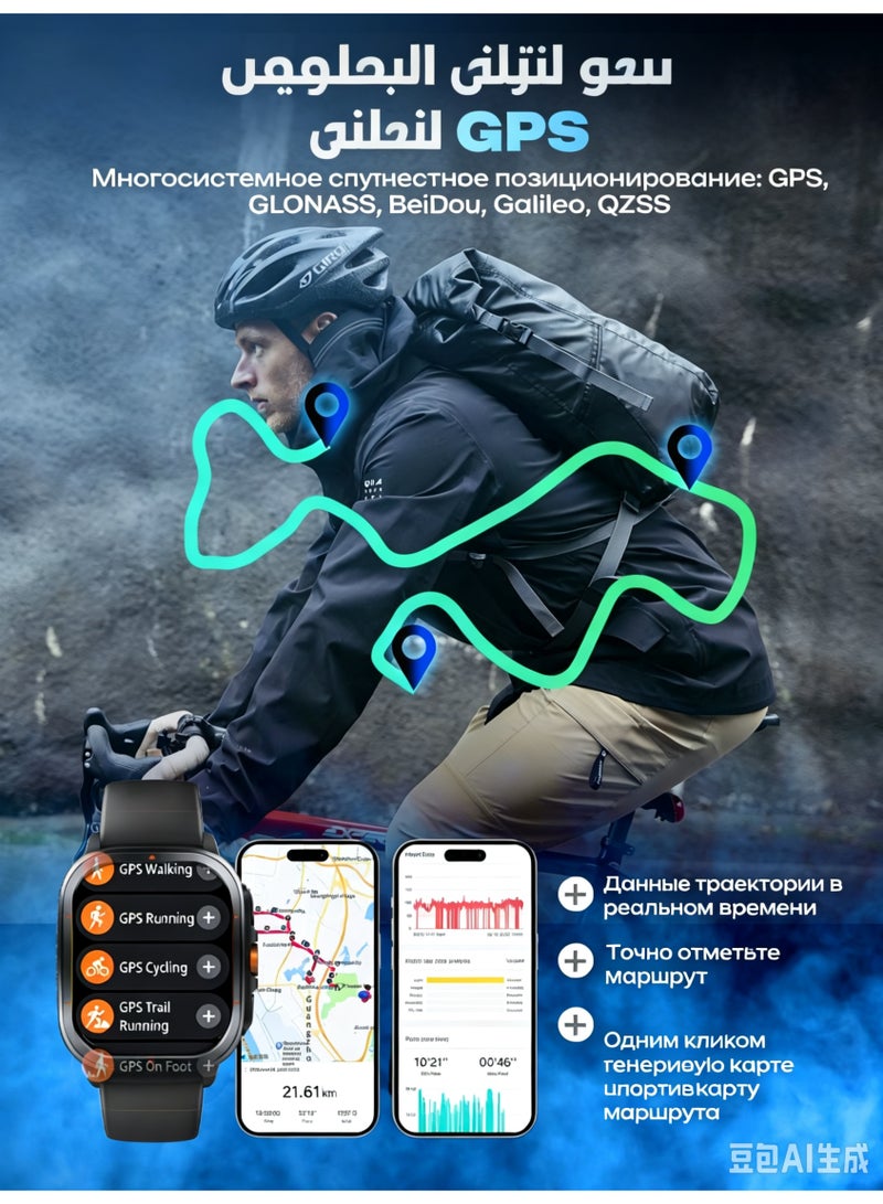 Smart Watch for Men Women, 2.01" AMOLED Fitness Tracker with GPS, Compass, Altimeter, Barometer, Heart Rate, SpO2, Blood Pressure, Sleep, Stress Monitoring, IP68 Waterproof - Image 3