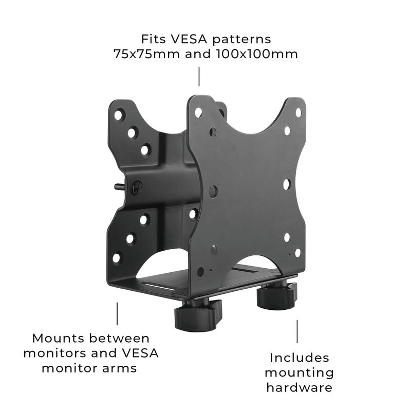 HumanCentric Thin Client Mount Bracket, Mount a Mini PC or Computer to a VESA Monitor Arm or Stand, Pole, or Under Desk or Surface, Devices with 0.65-2.55" in Depth for 75x75 and 100x100mm Patterns - Image 4