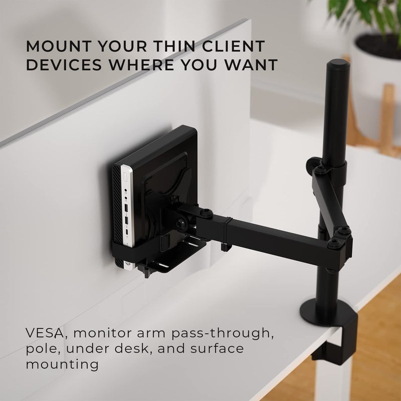 HumanCentric Thin Client Mount Bracket, Mount a Mini PC or Computer to a VESA Monitor Arm or Stand, Pole, or Under Desk or Surface, Devices with 0.65-2.55" in Depth for 75x75 and 100x100mm Patterns - Image 2
