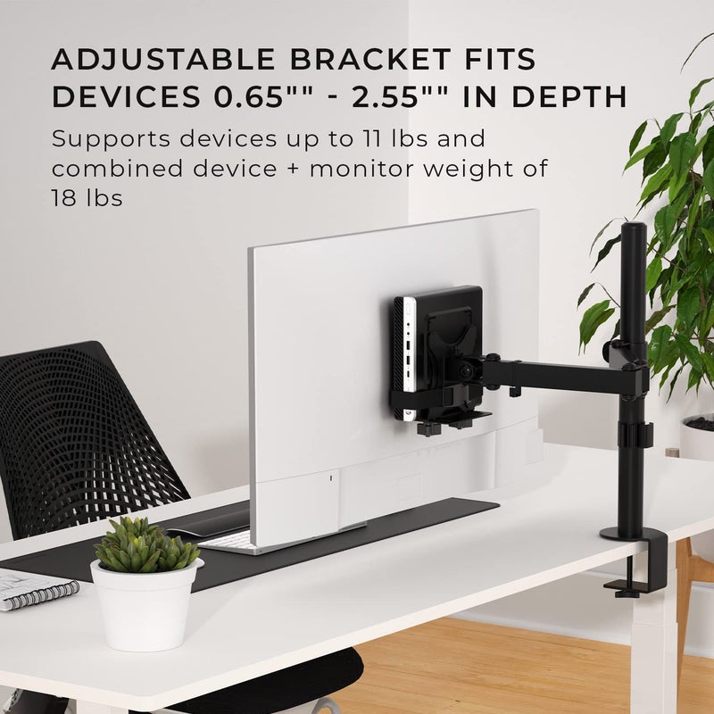 HumanCentric Thin Client Mount Bracket, Mount a Mini PC or Computer to a VESA Monitor Arm or Stand, Pole, or Under Desk or Surface, Devices with 0.65-2.55" in Depth for 75x75 and 100x100mm Patterns - Image 3