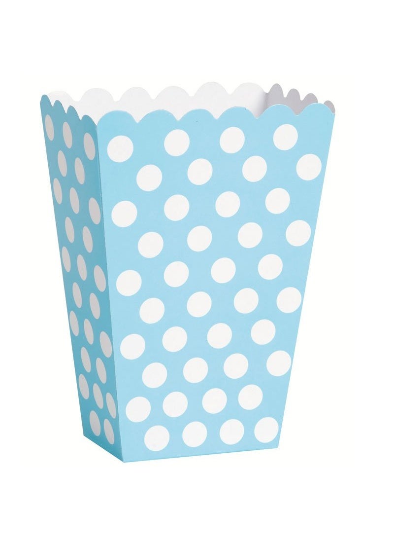 Unique White Dots Popcorn Bag Blue Paper 13.5cm 8-Pack