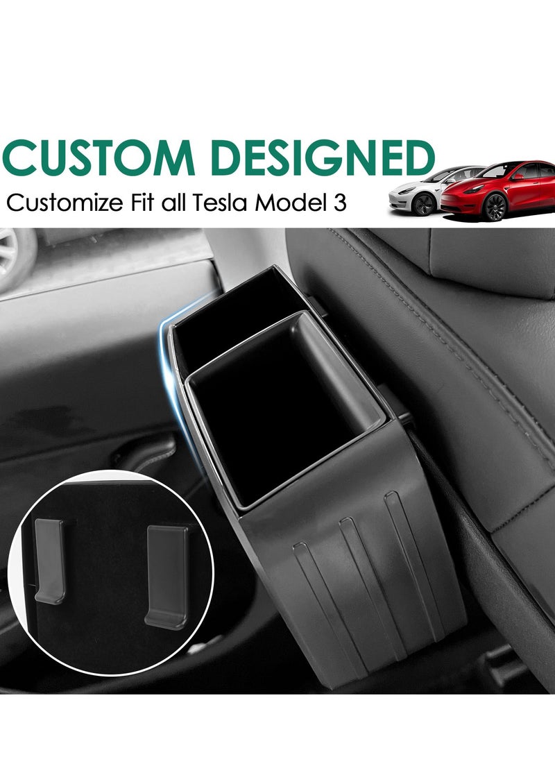 KASTWAVE Car Back Seat Organizer, Back Organizer Compatible with Tesla Model 3 2017-2023 and Model Y 2019-2023, Multi-function Storage for Kids,  for Travel, and Road Trips (Black) - Image 2