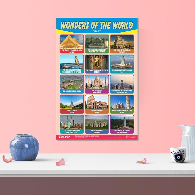 ESCAPER Wonders of the World Educational Charts for Kids, Charts for Kids Learning (11.5 x 17.5 inches), Kids Study Material, Kids Learning Books, Educational Posters - Image 5