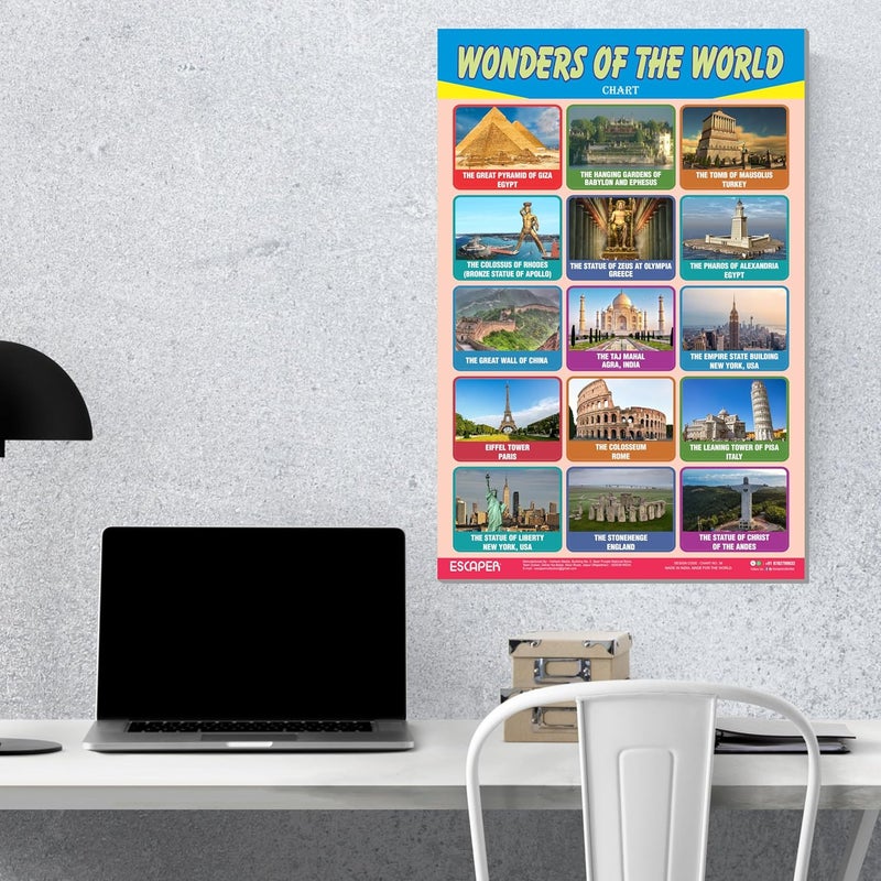 ESCAPER Wonders of the World Educational Charts for Kids, Charts for Kids Learning (11.5 x 17.5 inches), Kids Study Material, Kids Learning Books, Educational Posters - Image 4