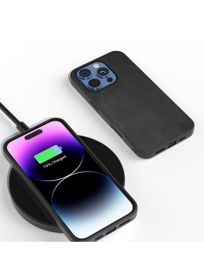 S-TOP Case For iPhone 16 Pro Max Black Frame Two-color Calf Texture PU Phone Case - Image 2