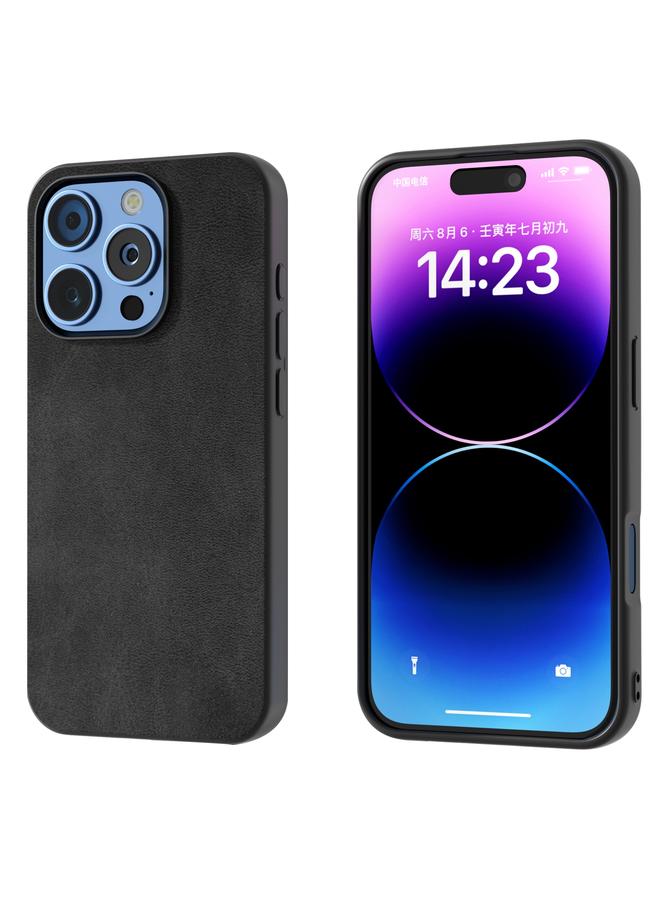 S-TOP Case For iPhone 16 Pro Max Black Frame Two-color Calf Texture PU Phone Case - Image 1