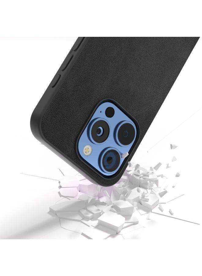 S-TOP Case For iPhone 16 Pro Max Black Frame Two-color Calf Texture PU Phone Case - Image 4