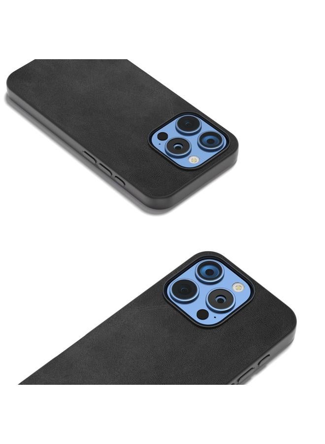 S-TOP Case For iPhone 16 Pro Max Black Frame Two-color Calf Texture PU Phone Case - Image 3