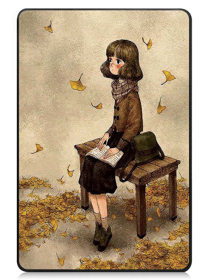 Theodor Protective Flip Case For Apple iPad Pro 13 (2024) With Trifold Stand Auto Wake Sleep Shockproof Cover Girl Reading Book - Image 1