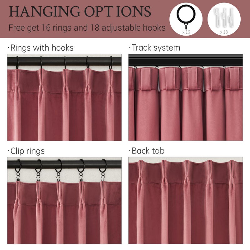 Drapenova Dusty Pink Velvet 84 Inches Curtains 2 Panels Modern Luxury Decorative Pinch Pleated Drapes for Girls Room Nursery Bedroom,Dusty Rose Thermal Blackout Curtains 2 Panels W40 x L84,Home Decor - Image 4