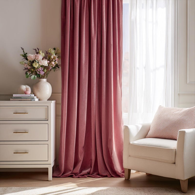 Drapenova Dusty Pink Velvet 84 Inches Curtains 2 Panels Modern Luxury Decorative Pinch Pleated Drapes for Girls Room Nursery Bedroom,Dusty Rose Thermal Blackout Curtains 2 Panels W40 x L84,Home Decor - Image 2