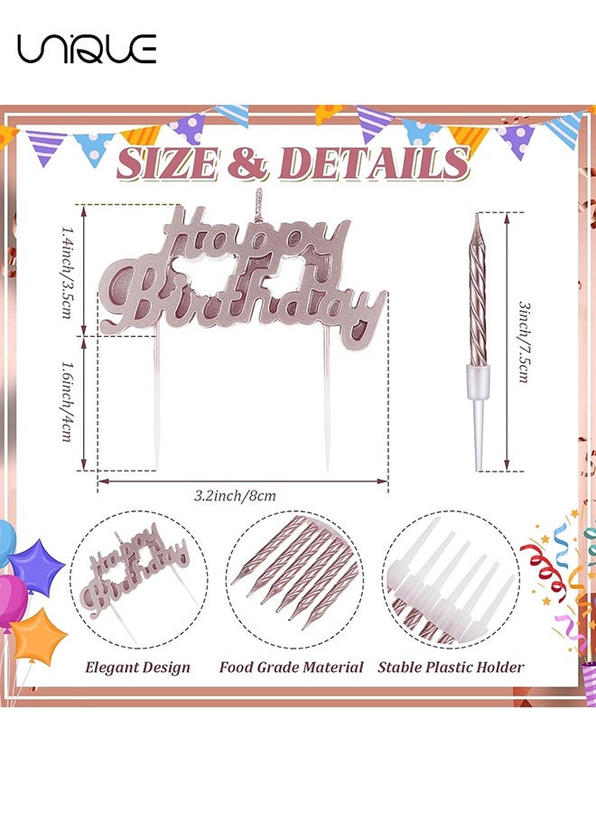 Unique 11 Pcs Candle Set - 2.95 inch Candle Short Thin Spiral Candle - Happy Birthday Candle Cake Birthday Candle Ornament - For Cake Decorating Birthday Decoration Party Supplies (Rose Gold) - Image 2